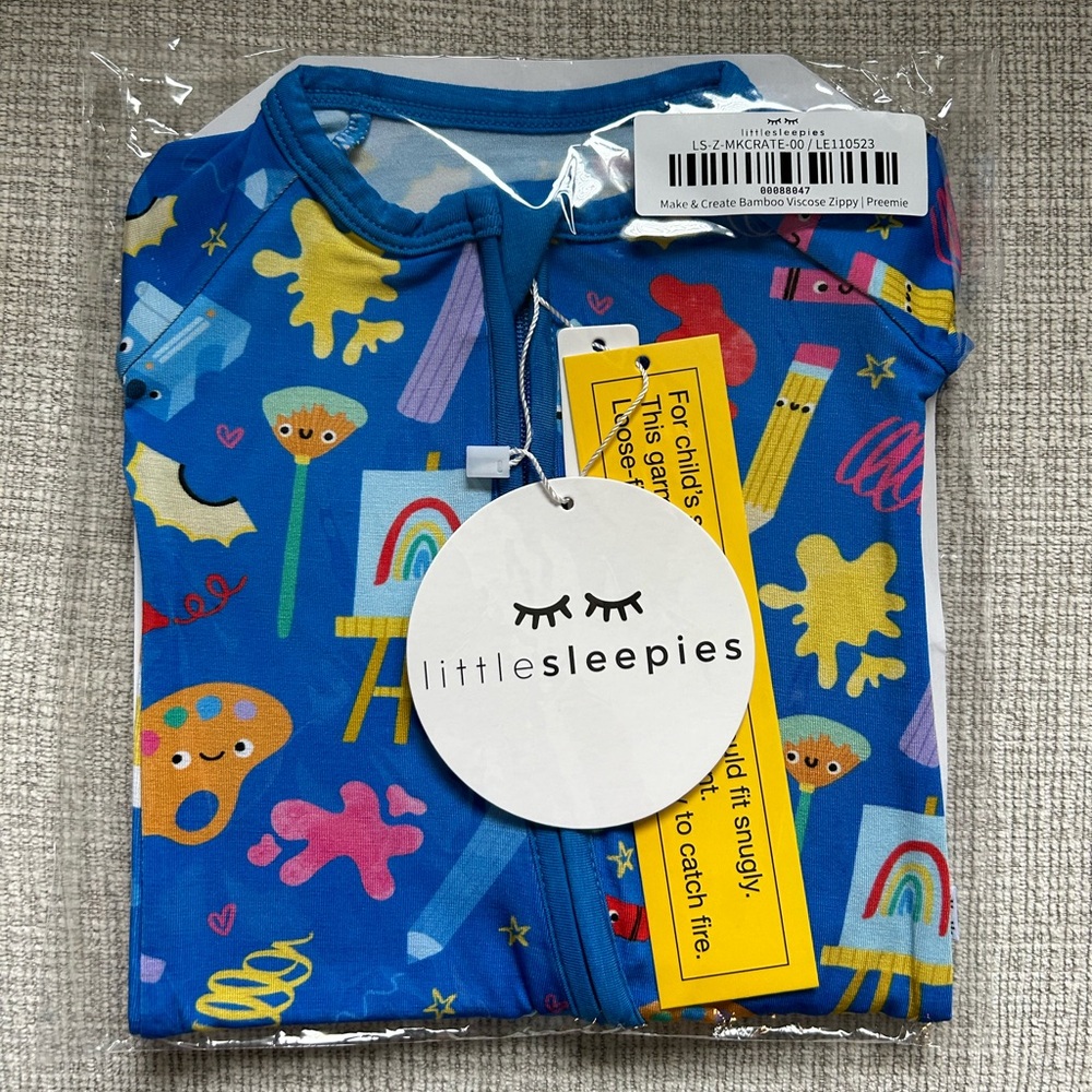 NWT/NIB Little Sleepies ‘Make & Create’ bamboo zippy